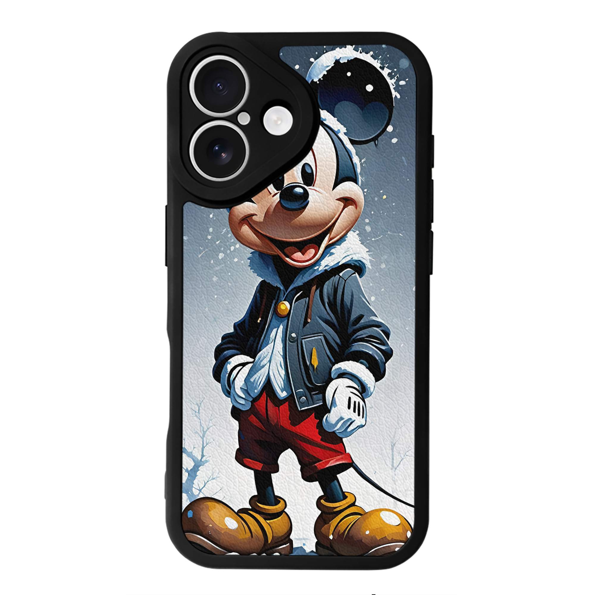 （画像用） ミッキーマウス Mickey Mouse 【iPhone 16シリーズ対応】シリコンスマホケース（レザー調） 材質：シリコン